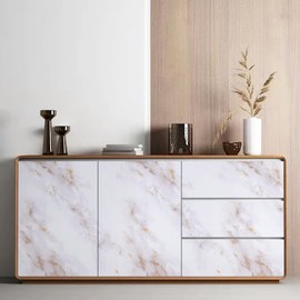Hode Klebefolie Möbel Möbelfolie Selbstklebende Weißer Marmor Folie Dekorfolie für Tür Küche Küchenschrank Fensterbank Schrank Schminktisch PVC Marmoroptik 30cmX300cm