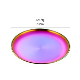 Buyer Star 2 Pack Metal Dinner Plates- Stainless Steel Color Heavy Duty Kitchenware Round Metal 9 Inch Plates | Dishwasher Safe | BPA Free| Use for BBQ Steak (NO.0)