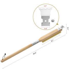 G.a HOMEFAVOR Pizza Oven Brush with Scraper, 25" Long Pizza Stone Cleaning Brush, Pizza Oven Tools and Accessories
