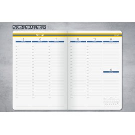 Sigel L2606 Weekly Planner 2026 A5 Vertical Week to View Hard Cover Blue Yellow German Language Calendar 176 Pages FSC Certified Calendar Book Diary Linescape