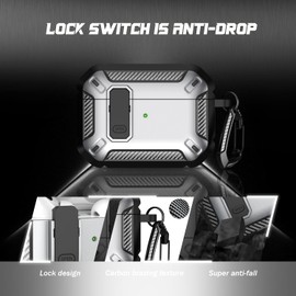 RFUNGUANGO AirPods Pro 2nd case protective case with cleaning kit, military hard shell protective case with lock for AirPod Pro case(2023/2022/2019),Silver fibre