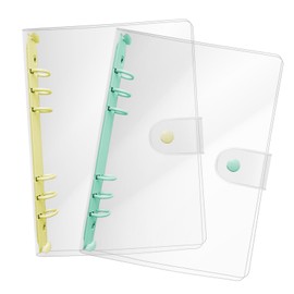 YESprime Personal Organizer, Sealing Notebook, Cover, A5 Binder, 6 Holes, Clear, Button Included, Transparent, Refill, Girls Notebook, Diary Book, Yellow & Green