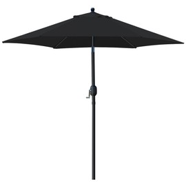 Sunnyglade 7.5' Patio Umbrella Outdoor Table Market Umbrella with Push Button Tilt/Crank, 6 Ribs (Black)