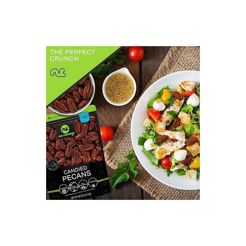 Nut Cravings Candied Pecans Honey Glazed Praline, No Shell, Premium