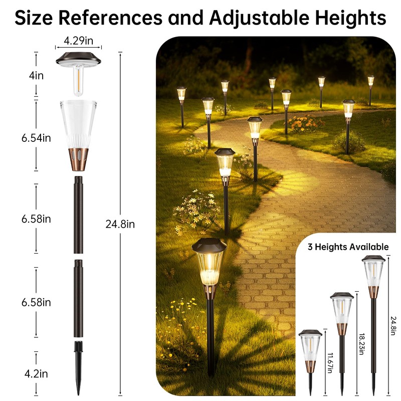 Solar Pathway Lights Outdoor 8 Pack, Bright Solar Garden Lights