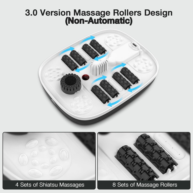 HOSPAN Collapsible Foot Spa with Heat, Bubble, Red Light, and
