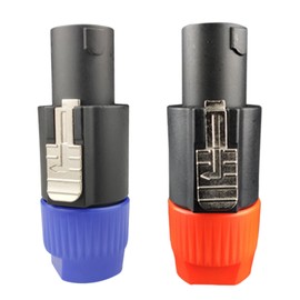 AQUQLOACH Speaker Plug, Set of 2, Red and Blue Speaker Connector, 4 Core, Male Audio Cable Terminal, Speaker, Stage, PA Device, Connecting DIY