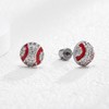 Hanreshe Baseball Earrings Silver Stainless Steel Crystal Baseball Stud Earrings