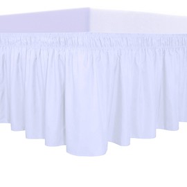 PureFit Wrap Around Ruffled Bed Skirt with Adjustable Elastic Belt - 18 Inch Drop Easy to Put On, Wrinkle Free Bedskirt Dust Ruffles, Bed Frame Cover for Twin,Twin XL and Full Size Beds, White