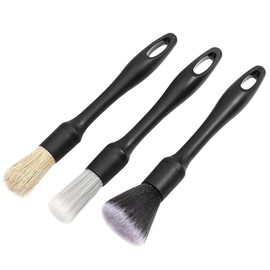 LYIYEYAN 3Pcs Car Detailing Brushes Set, Soft Auto Detailing Brush Kit, Interchangeable Different Sized Car Detail Cleaning Tool, Reusable Car Detailing Brush for Car Interior Exterior Wheels