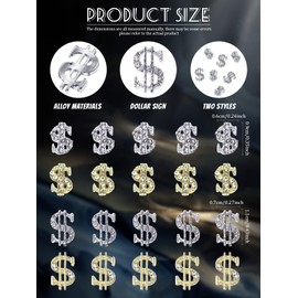 20Pcs Money Dollar Nail Charms, Wsimily 3D Silver Gold Alloy Dollar Rhinestones Nail Art Charms Shiny Money Sign Crystal Nail Decorations for Women Girls Nail Art Craft Jewelry DIY