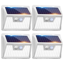 Peasur White Solar Lights Outdoor Waterproof, 6Pack 140LED Solar Powered Motion Sensor Light, 3 Modes Security Wall Lights for Fence Garden Yard Outside
