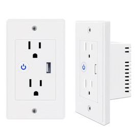 NOVAKA Contacto Duplex, Enchufe Inteligente con Conexión Wifi, Enchufes Contacto Doble, Con Puertos Carga Usb Receptáculo, Compatible con Alexa y Google Assistant, Control con App Connect para Celular