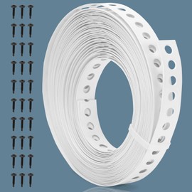 White Metal Strap with Holes 3/4 Inch×33-Feet Perforated Hanger Strap 0.6mm Thickness Securing Strap with Black Truss Head Screws for Plumbers work and Building Applications