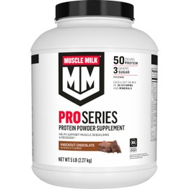 Muscle Milk Pro Series Protein Powder Supplement, Knockout Chocolate, 5 Pound, 28 Servings, 50g Protein, 3g Sugar, 20 Vitamins & Minerals, NSF Certified for Sport, Workout Recovery