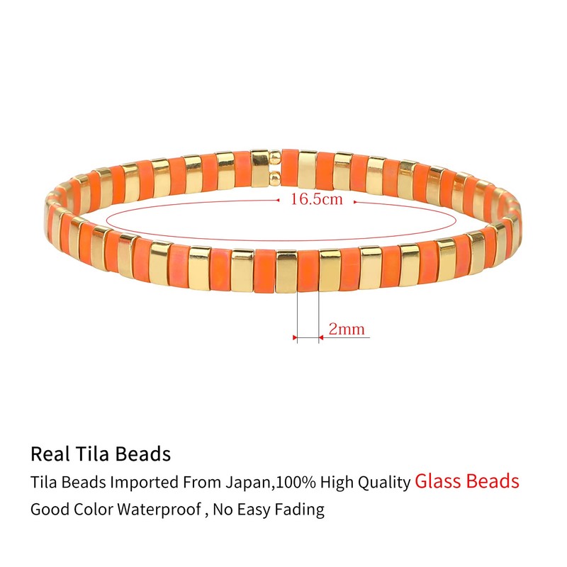 KELITCH Tila Beads Stretch Bracelets Colourful Friendship Bracelets Stackable Jewellery