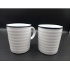 Crate & Barrel White Ribbed Blue Trim Portugal Roulette Spal