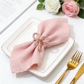 Juego de 24 servilleteros de oro rosa para bodas, fiestas, cumpleaños, día festivo, cenas, diarias, decoración de mesa, elegantes soportes de metal para el día de San Valentín, decoración