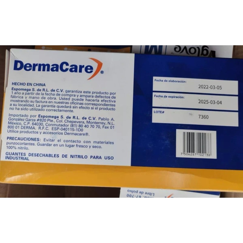Derma Care Guantes De Nitrilo Negro Desechables Grandes C/100pzs