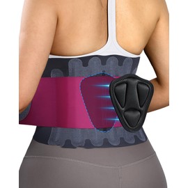 Fitomo 0.5mm Ultra Thin Back Brace for Women Men, 3D Lumbar Pad, Seamless Yoga Fabric, Lightweight Back Brace for Lower Back Pain Relief, Sciatica, Posture, Lifting, Wearg Under Clothes, Rose, XL