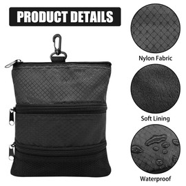 DONGKER Golf Ball Bag, Golf Pouch Bag Ball Holder, Portable Golf Accessory Bag with Multiple Pockets and Zip for Storing Golf Ball and Accessories