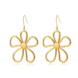 Hpoewre Gold Flower Statement Earrings for Women, Large Chunky Bohomian Summer Beach Floral Earring, Irregular Bold Exaggerated Earrings (Flower 7)