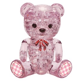 Crystal Puzzle | 3D Bear Pink | Transparent Design | 48 Pieces | Construction Kit for Children and Adults | HCM Kinzel