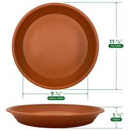 4 Pack of 12 inch Plant Saucers - Heavy Duty Plastic Plant Tray, Durable and Thicker Flower Pot Saucers for Indoors Outdoors Planters, Terracotta
