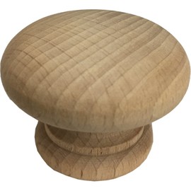 Fort Fasteners® 2 x Wooden Door Knobs Drilled for Wood Screws Dowel Screw 50mm Beech Unfinished