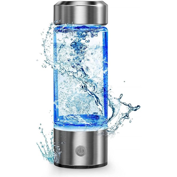 420ml Hydrogen Water Bottle,Portable Hydrogen Water Ionizer Machine,Hydrogen Water Generator Maker,Hydrogen Rich Water Glass Health Cup for Home Travel,Up to 1600PPB (Silver)