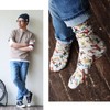 Gymmaster Socks, Thick, Middle Length, Happy Paint, Total Pattern, Non-Slip,
