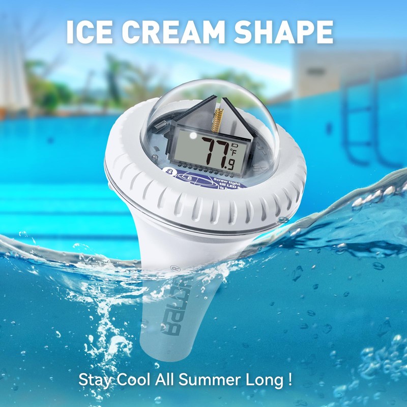 BALDR Water Thermometers Only, Indoor Outdoor Floating Pool Thermometer for