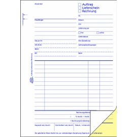 Avery Zweckform 1739 Auftrag/Lieferschein/Rechnung, DIN A5, selbstdurchschreibend, 2 x 40 Sheets, White, Yellow 2 x 40 Blatt