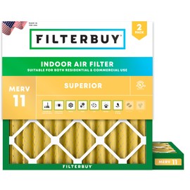 Filterbuy 10x10x2 Air Filter MERV 11 Allergen Defense (2-Pack), Pleated HVAC AC Furnace Air Filters Replacement (Actual Size: 9.50 x 9.50 x 1.75 Inches)