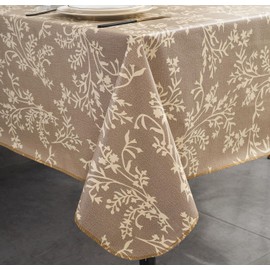 Vinyl Tablecloth with Flannel Backing - Waterproof, Oil-Proof, Easy to Clean -Plastic Table Cloth - Perfect for Dining Tables, Kitchen Tables, Parties (Coffee Leaves, 54×72 Inch Rectangular)