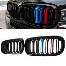 BILLDIO Grill Gloss Black M Color Compatible with 2014-2018 X5 F15 X6 F16（ABS M Color Gloss Black Kidney Grille，Double Slats）