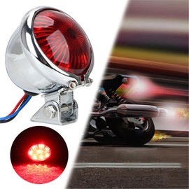 Motorcycle Rear Light - Motorbike Led Stop Tail Light, Shiny Silver with Red Lenses, Universal 12V Motorcycle Led Tail Light Brake Rear Lamp,Suitable for Motorcycles (Red-Silver Shell)
