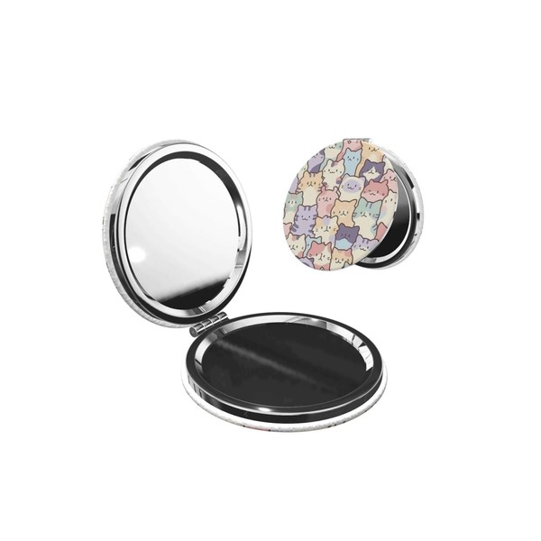 KWSAAHU Double-Sided Pocket Compact Mini Makeup Mirrors 1x, 2X Magnifying