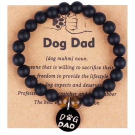 PLwelth Dog Mom Gifts for Women Dog Mom Bracelet for Dogs Lovers Natural Stone Beaded Bracelet Cute Dogs Paw Charm Pendant Inspirational Jewelry Gifts for Her Birthday Christmas Mother’s Day