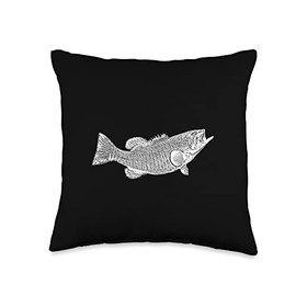 Cool Outdoor Fishing Black Bass Smallmouth Bass Fish Throw Pillow