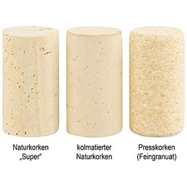 Sterile Wein-Korken 45x24 mm | 3 Qualitätsstufen zur Auswahl: Naturkorken/Presskorken/kolmatierte Korken | Wein-Korken als Flaschen-Verschluss Zum Verschließen von Weinflaschen