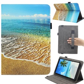 Universal 10 10.1 11 Inch Android Tablet Case, Dluggs Multi-Angle Viewing Stand Case Cover with Hand Strap for 9.5-11 Inch Tablet, Sea