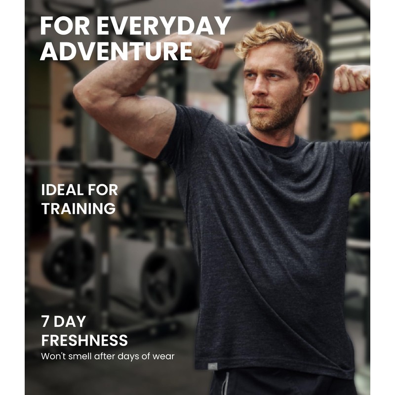 Merino.tech Merino Wool T-Shirt Mens - 100% Organic Merino Wool
