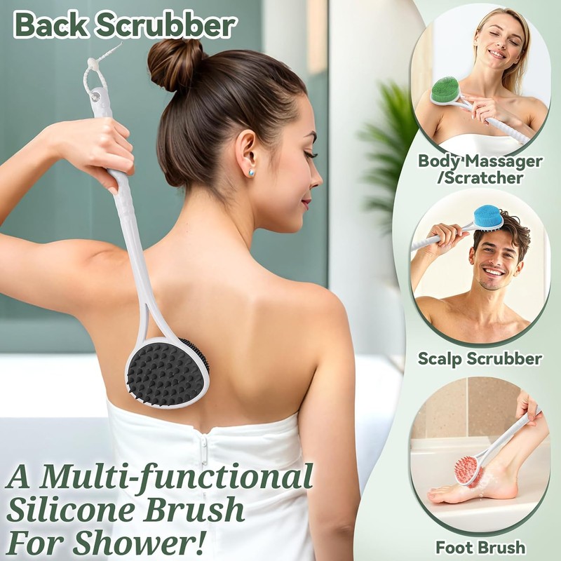 Cepillo De Espalda Para Ducha De Silicona De 1535'' Con