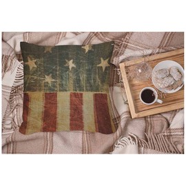 WONDERTIFY Vintage American Flag Cushion Cover USA Flag Pillowcases for Men Women, Pillow Cover Living Room Farmhouse 45X45 Cm