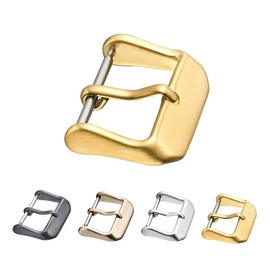 STUNNING SELECTION Replacement steel buckle for watch bands - Leather watch straps clasp in Gold color - 16 mm