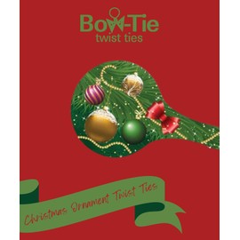Bow-Tie Twist Ties | Party Favor Bag Tie | Themed Twist Ties Perfect for Any Occasion | Gift Tag and Twist Tie All-in-one | 20 Pack Ties & Bags | Christmas Ornaments Design