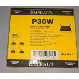 Emerald 6" White Ring Black Baffle Trim- P30W (6 Pack)