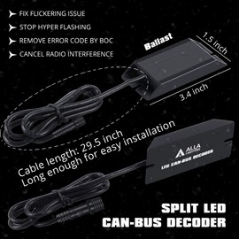 Alla Lighting H8 H9 H11 CANBUS Decoders for Anti Flicker LED Fog Lights/DRL Bulbs Resistor Adapter Harness Kits/Fix Error Free Codes