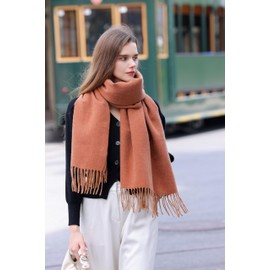 Longwu Ladies Scarf for Women Winter Scarves Wraps Warm Pashmina Shawl Reversible Color Large ladies gifts-Latte
